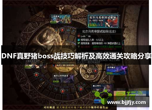 DNF真野猪boss战技巧解析及高效通关攻略分享